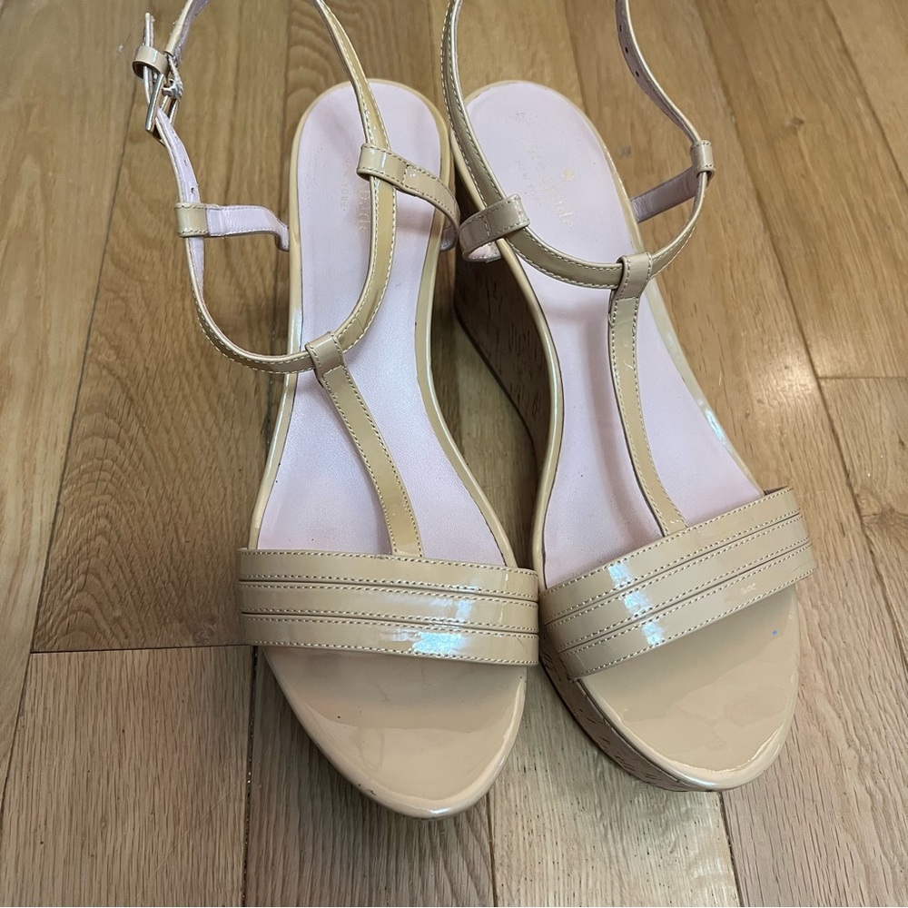 Kate Spade Cream Wedge Sandals with Ankle Strap